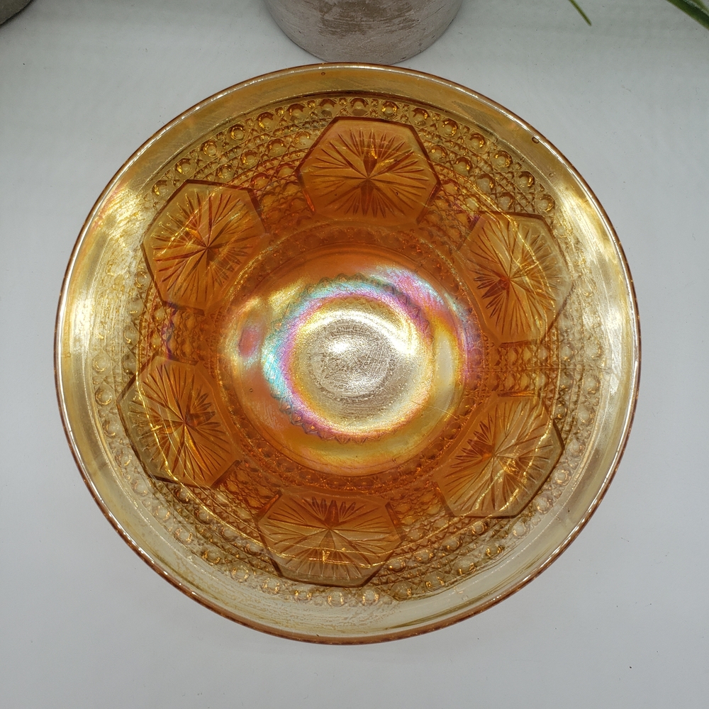 Imperial Glass Company Carnival Marigold Starburst Design Art  Glass Bowl - Picture 3 of 6